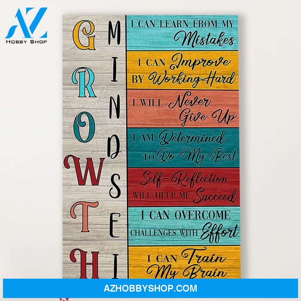 Teacher Classroom Canvas Growth Mindset, Student Wall Art Back to School Gift for Teacher