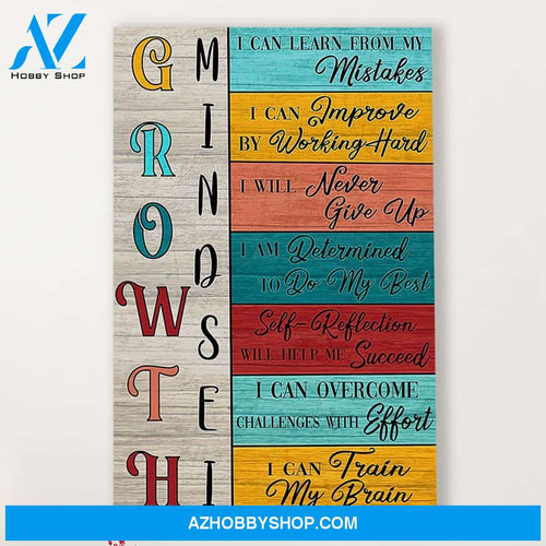 Teacher Classroom Canvas Growth Mindset, Student Wall Art Back to School Gift for Teacher