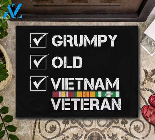 Grumpy Old Vietnam Veteran, DD-214 Indoor and Outdoor Doormat Welcome Mat Housewarming Home Decor Gift Idea