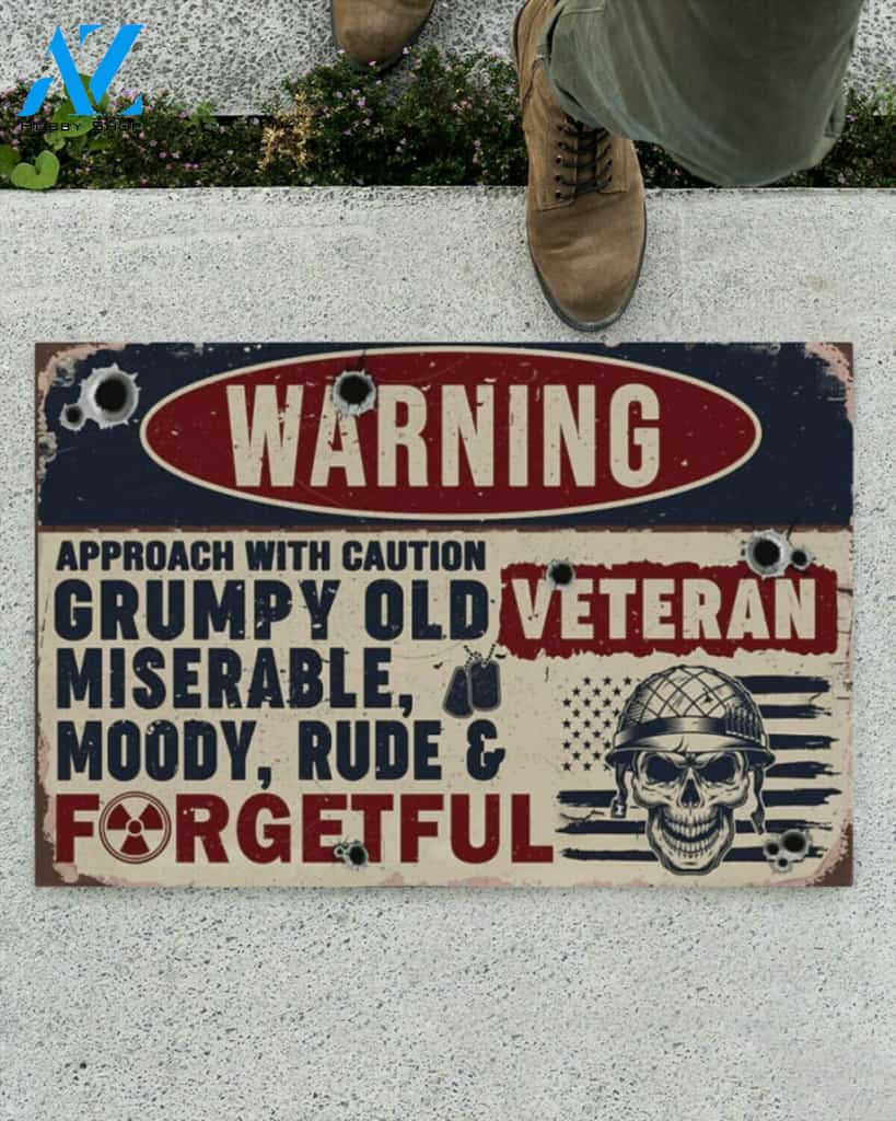 Grumpy Veteran Miserable Moody Rude Warning Funny Indoor And Outdoor Doormat Warm House Gift Welcome Mat Gift For Veteran
