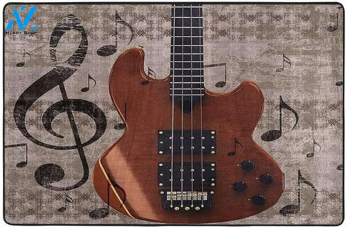Grunge Retro Musical Guitar Indoor And Outdoor Doormat Warm House Gift Welcome Mat Birthday Gift For Guitar Lover