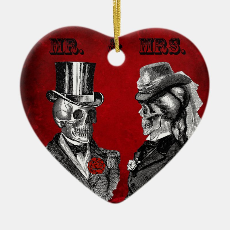 Grunge Skull Wedding & Anniversary Party Ceramic Ornament