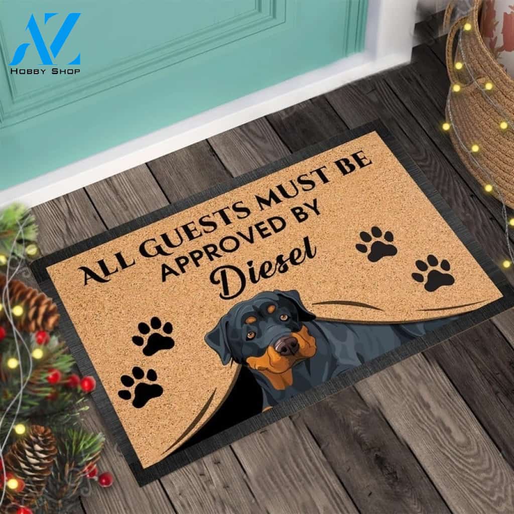 Wozoro Doormat Personalized Guests Must Be Approved By Rottweiler