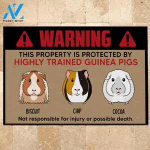 Guinea Pig Custom Doormat Warning This Property Is Protected By Highly Trained Guinea Pigs Personalized Gift | WELCOME MAT | HOUSE WARMING GIFT