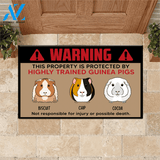 Guinea Pig Custom Doormat Warning This Property Is Protected By Highly Trained Guinea Pigs Personalized Gift | WELCOME MAT | HOUSE WARMING GIFT