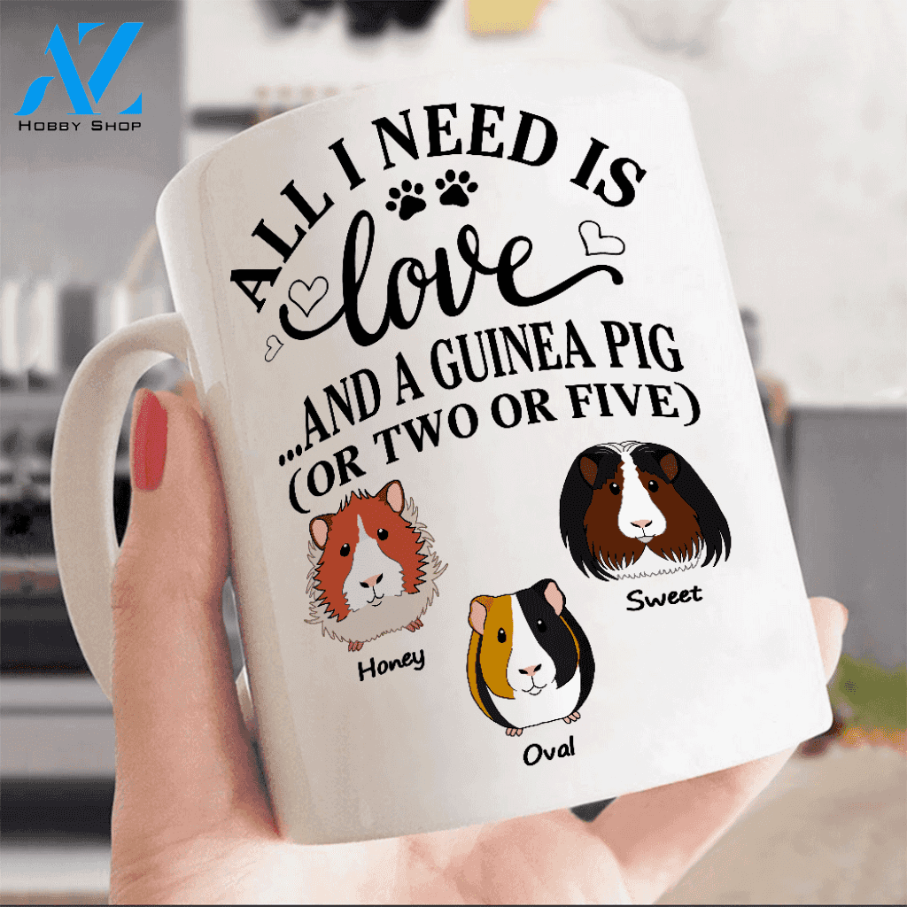 Guinea Pig Doormat Customized All I Need Is Love And A Guinea Pig Personalized Gift | WELCOME MAT | HOUSE WARMING GIFT