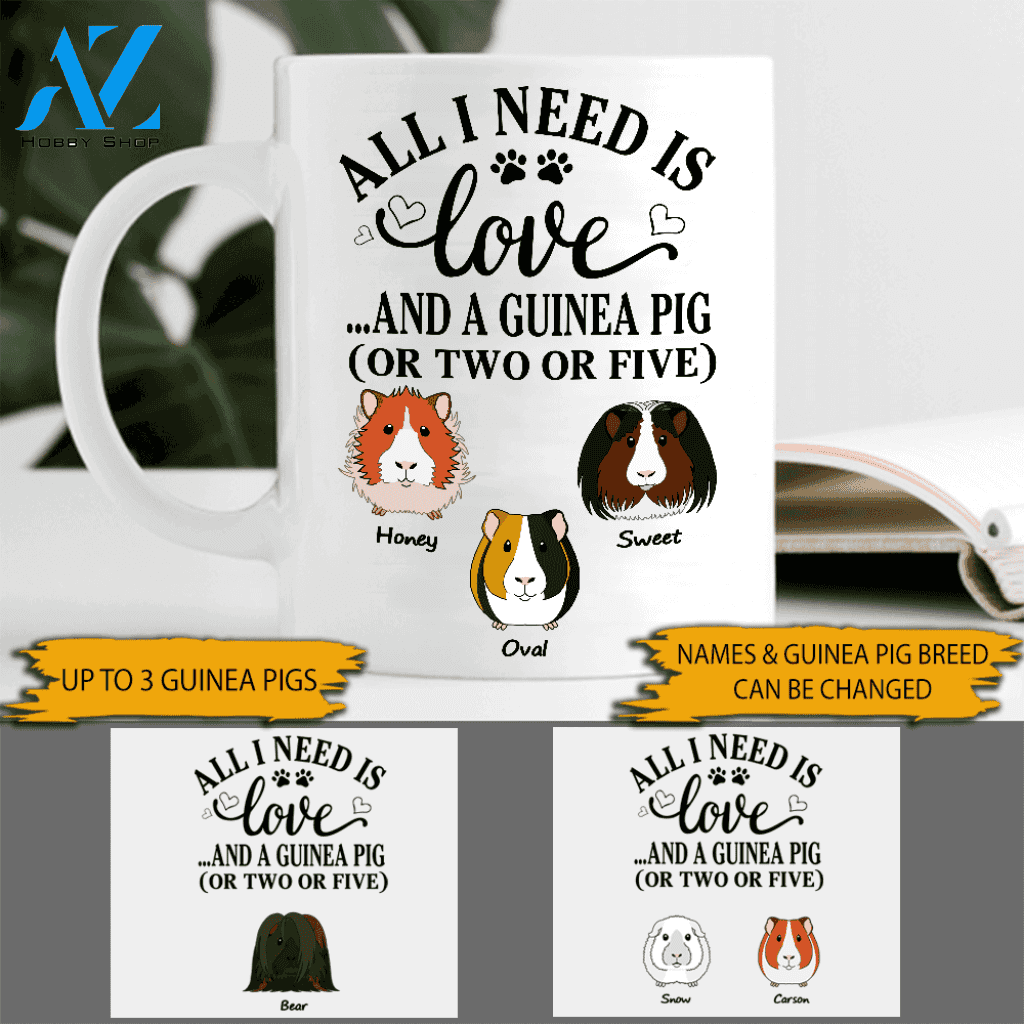 Guinea Pig Doormat Customized All I Need Is Love And A Guinea Pig Personalized Gift | WELCOME MAT | HOUSE WARMING GIFT