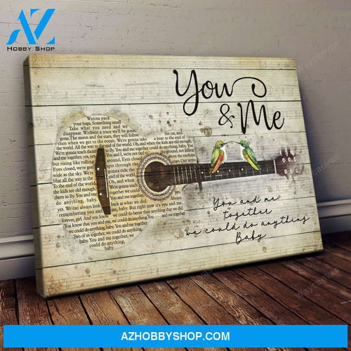 Guitar art , You and me together we could do anything Couple Landscape Canvas Prints - Wall Art