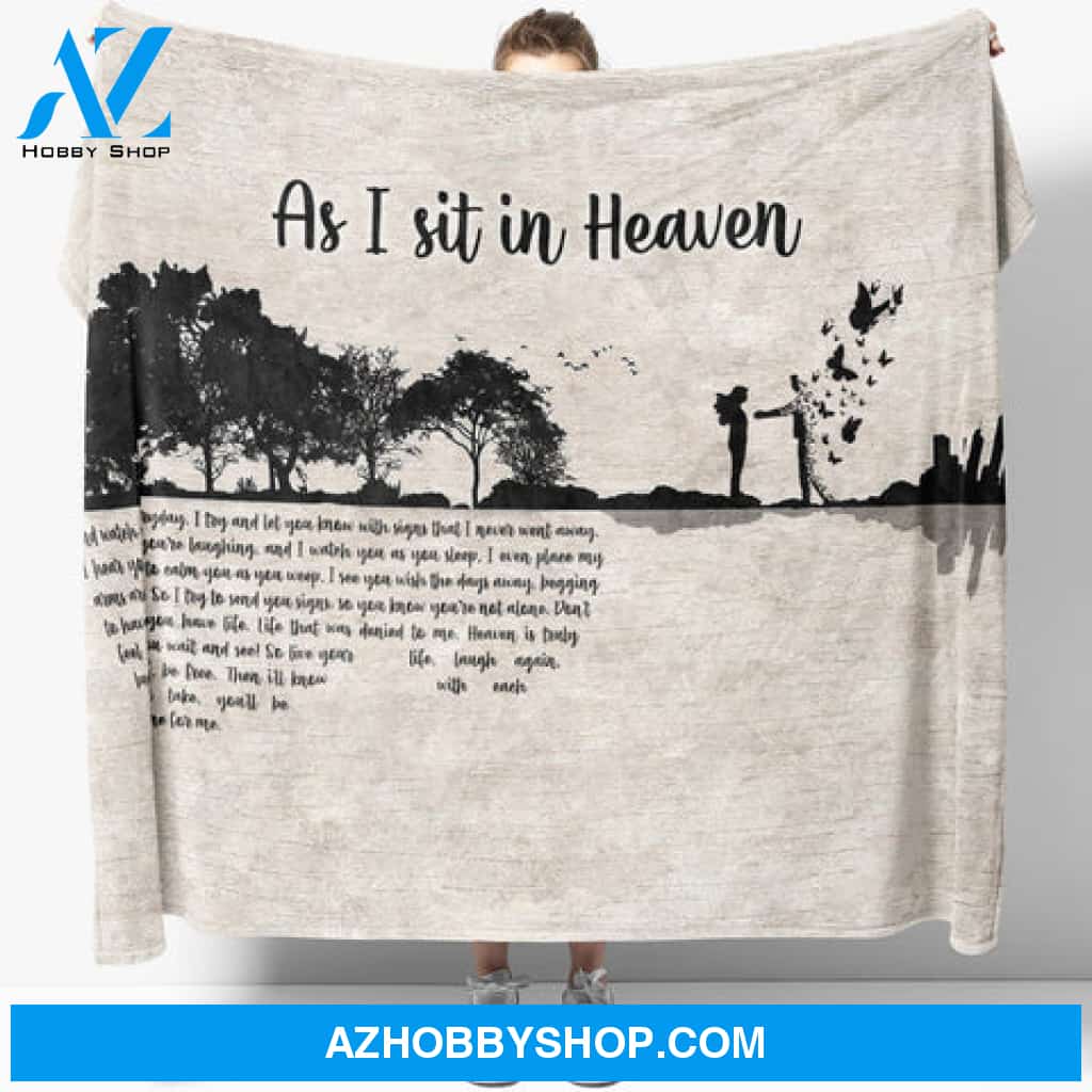Guitar Blanket, As I Sit In Heaven Butterfly Guitar Memorial Blanket Gift For Friend Family 