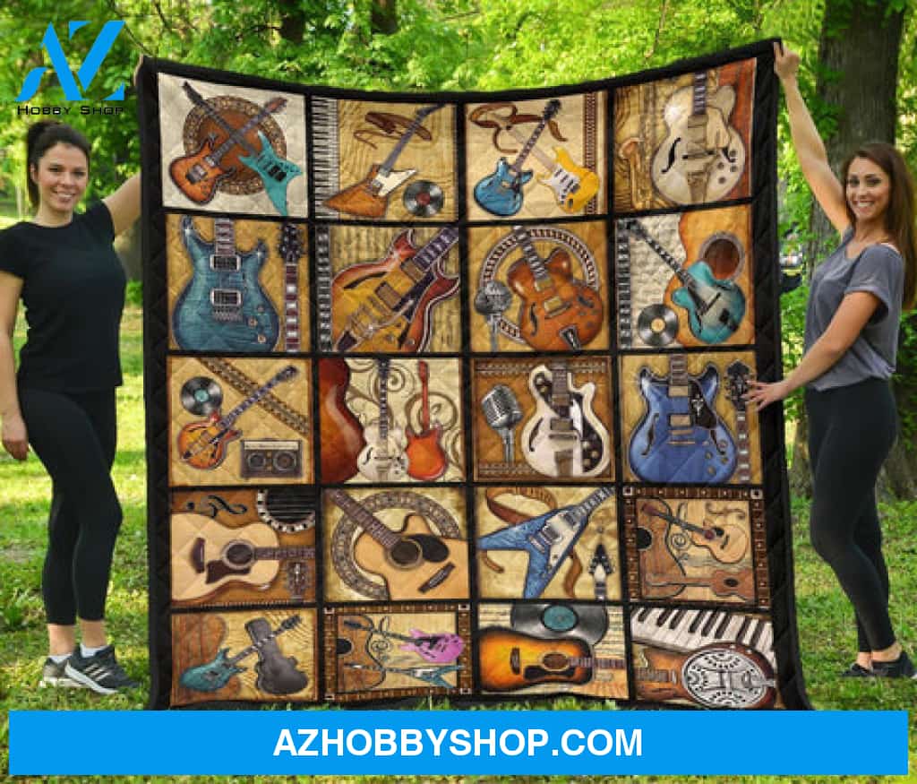 Guitar Blanket, Vintage Guitar Gift Guitar Lovers