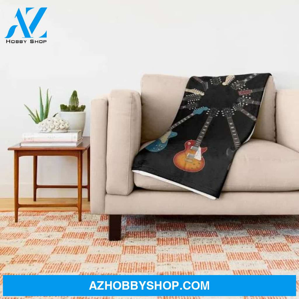 Guitar Circle Fleece Blanket Gift For People Home Decor Bedding Couch Sofa Soft And Comfy Cozy