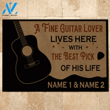 Guitar Custom Doormat A Fine Guitar Lover Lives Here With The Greatest Pick Of His Her Life Personalized Gift | WELCOME MAT | HOUSE WARMING GIFT