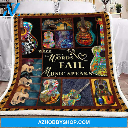 Guitar Let Music Speak Fleece Blanket