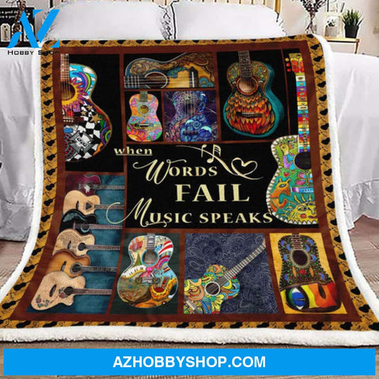 Guitar Let Music Speak Fleece Blanket