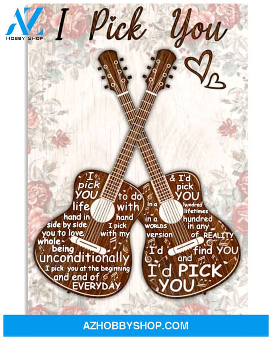 Guitar Poster I Pick You Wall Decor