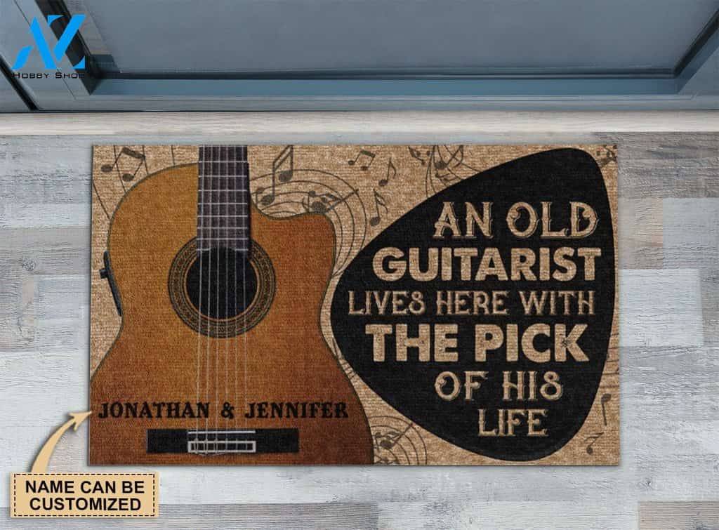 Guitarist Lives Here With The Pick Of His Life Custom Doormat | Welcome Mat | House Warming Gift