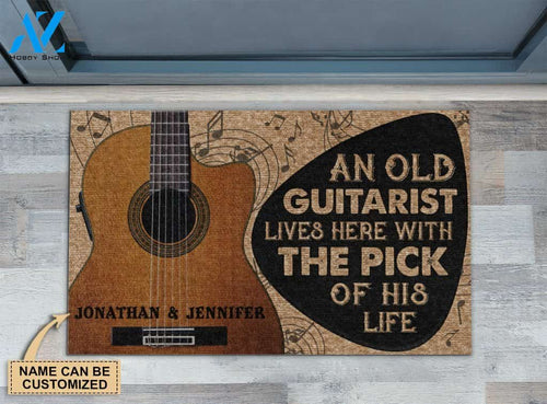 Guitarist Lives Here With The Pick Of His Life Custom Doormat | Welcome Mat | House Warming Gift