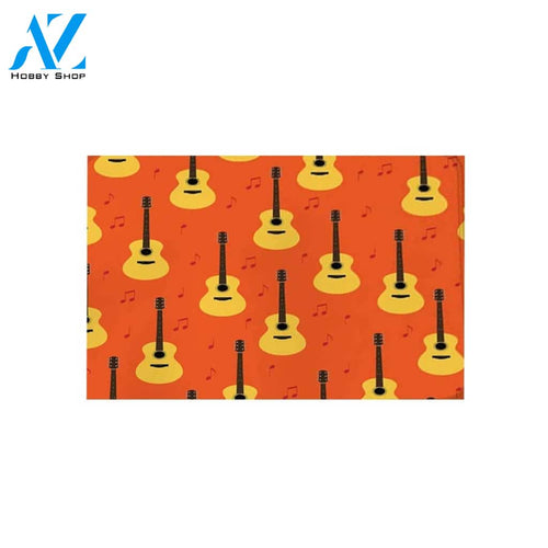 Guitars Notes Musical Instrument Orange Yellow Doormat Welcome Mat Housewarming Gift Home Decor Funny Doormat Gift For Guitar Lovers