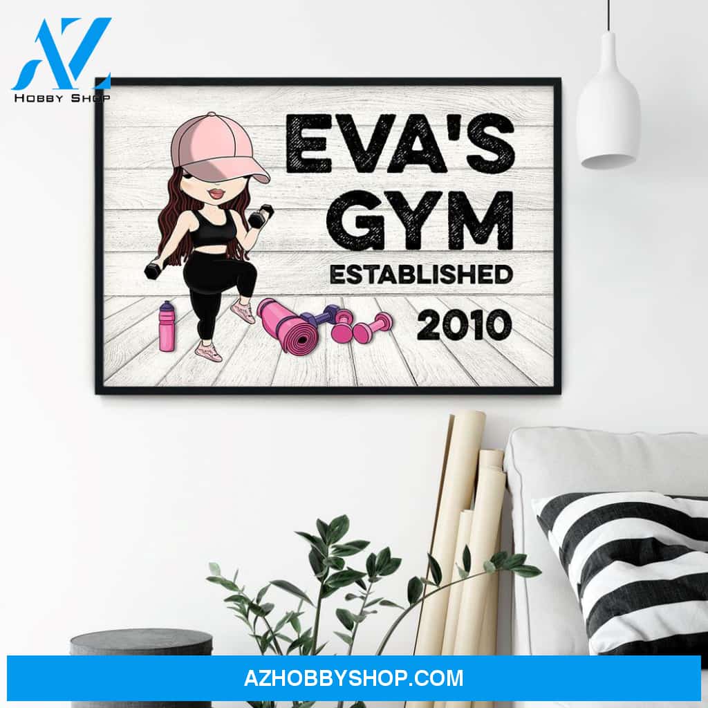 Gym Sign - Personalized Poster/Canvas - Gift For Gymer - Cute Fitness Girl