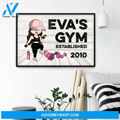 Gym Sign - Personalized Poster/Canvas - Gift For Gymer - Cute Fitness Girl