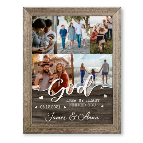 God Knew My Heart Needed You Canvas, Christmas Gift For Husband, Custom Photo Collage Wall Art