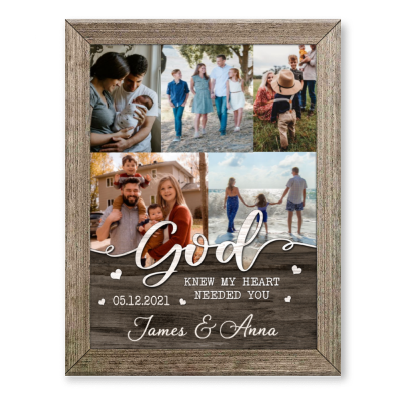 God Knew My Heart Needed You Canvas, Christmas Gift For Husband, Custom Photo Collage Wall Art
