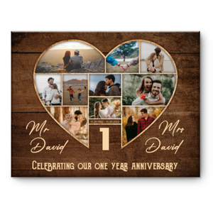 Heart Shape Photo Collage, First Wedding Anniversary Present, Gift For 1st Anniversary