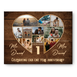 Heart Shape Photo Collage, First Wedding Anniversary Present, Gift For 1st Anniversary