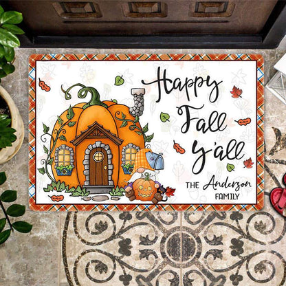 Happy fall yall's doormat, Custom Doormat - Family Gift, Fall Decor, Funny Doormat