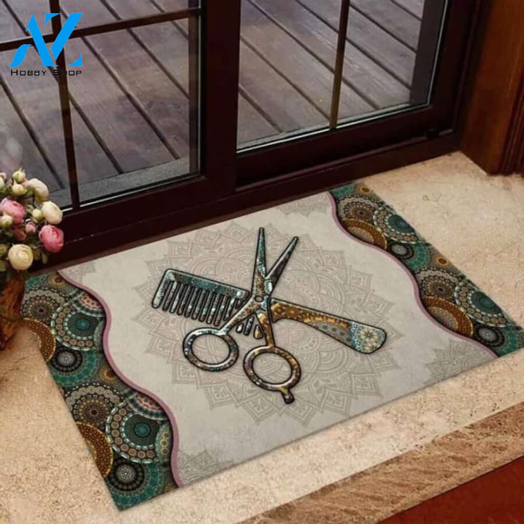 Hair Hustler Hairdresser Mandala Doormat | Welcome Mat | House Warming Gift