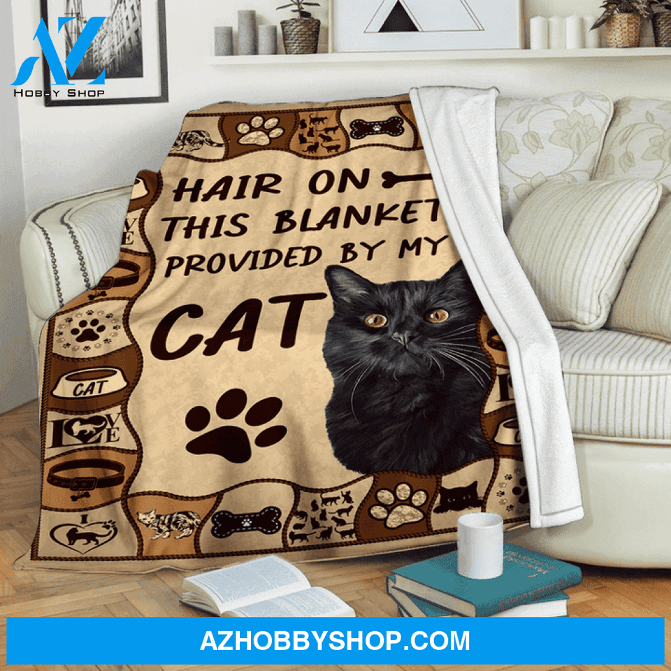 Hair On This Blanket Provided By My Cat Funny Blanket Gift for Cat Lovers Birthday Gift Home Decor Bedding Couch Sofa Soft and Comfy Cozy