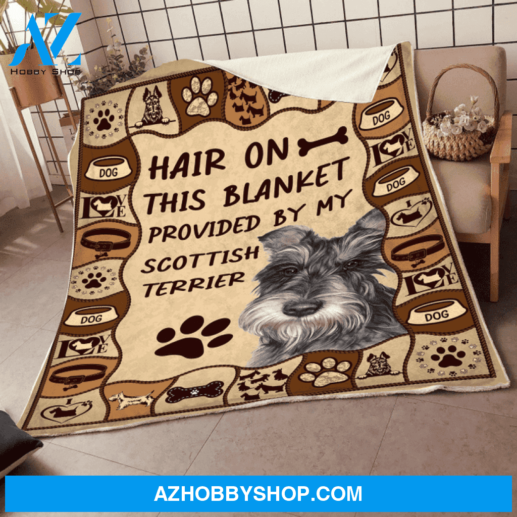 Hair On This Blanket Provided By My Scottish Terrier Funny Blanket Gift for Dog Lovers Birthday Gift Home Decor Bedding Couch Sofa Soft and Comfy Cozy