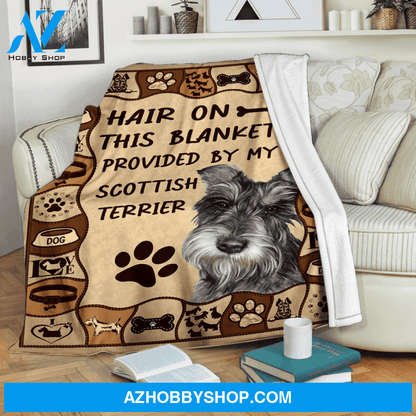 Hair On This Blanket Provided By My Scottish Terrier Funny Blanket Gift for Dog Lovers Birthday Gift Home Decor Bedding Couch Sofa Soft and Comfy Cozy