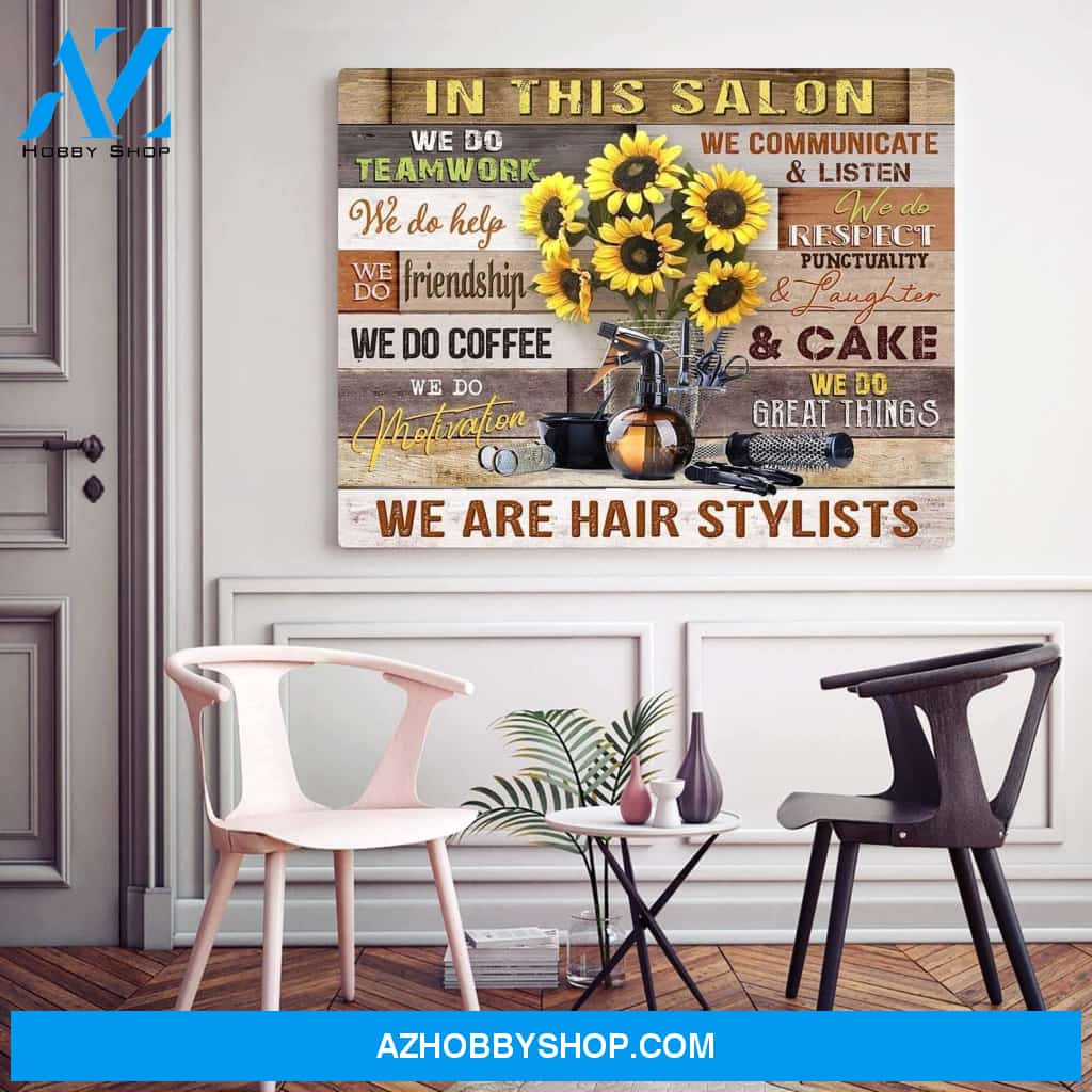 Hair Stylist In This Salon Framed Canvas Wall Art