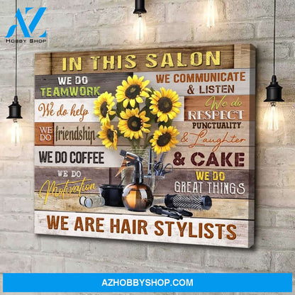 Hair Stylist In This Salon Framed Canvas Wall Art