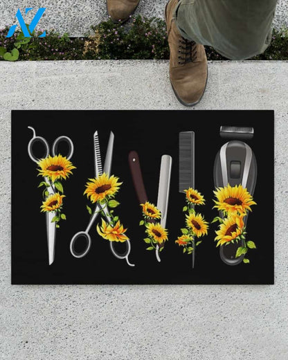 Hairdresser Tools Sunflower Doormat Gift For Hairdresser Birthday Gift Home Decor Warm House Gift Welcome Mat