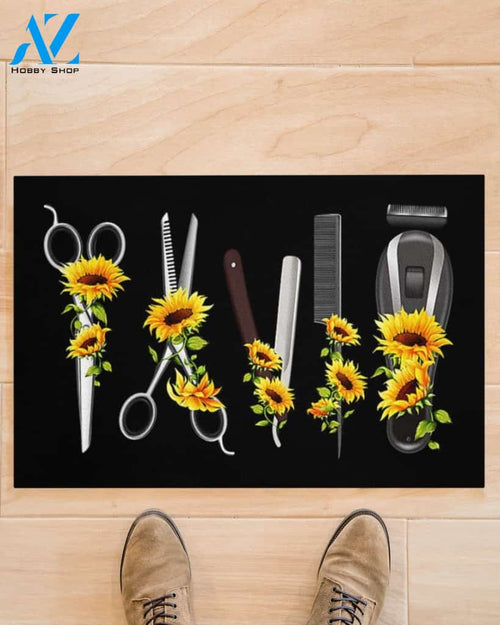 Hairdresser Tools Sunflower Doormat Gift For Hairdresser Birthday Gift Home Decor Warm House Gift Welcome Mat
