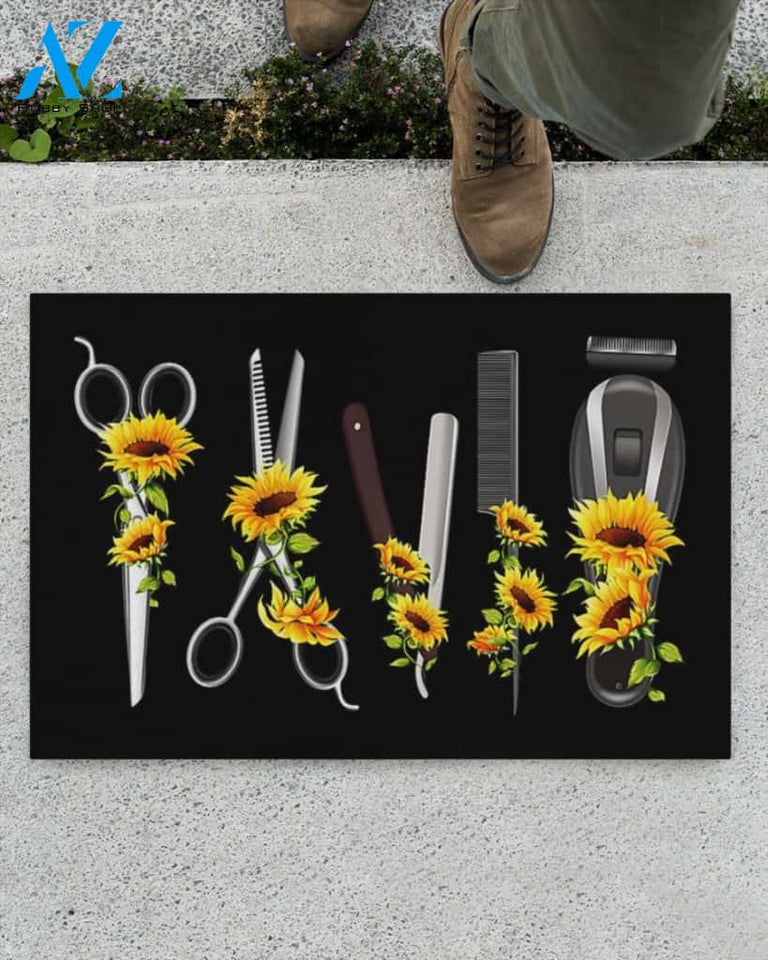 Hairdresser Tools Sunflower Doormat Gift For Hairdresser Birthday Gift Home Decor Warm House Gift Welcome Mat