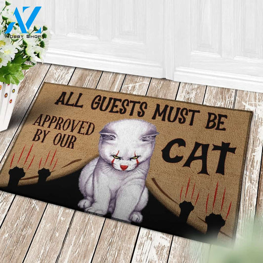 Halloween All Guests Must Be Approved By Our Cat Doormat Indoor And Outdoor Mat Entrance Rug Sweet Home Decor Housewarming Gift Gift For Friend Family Stem Feminist