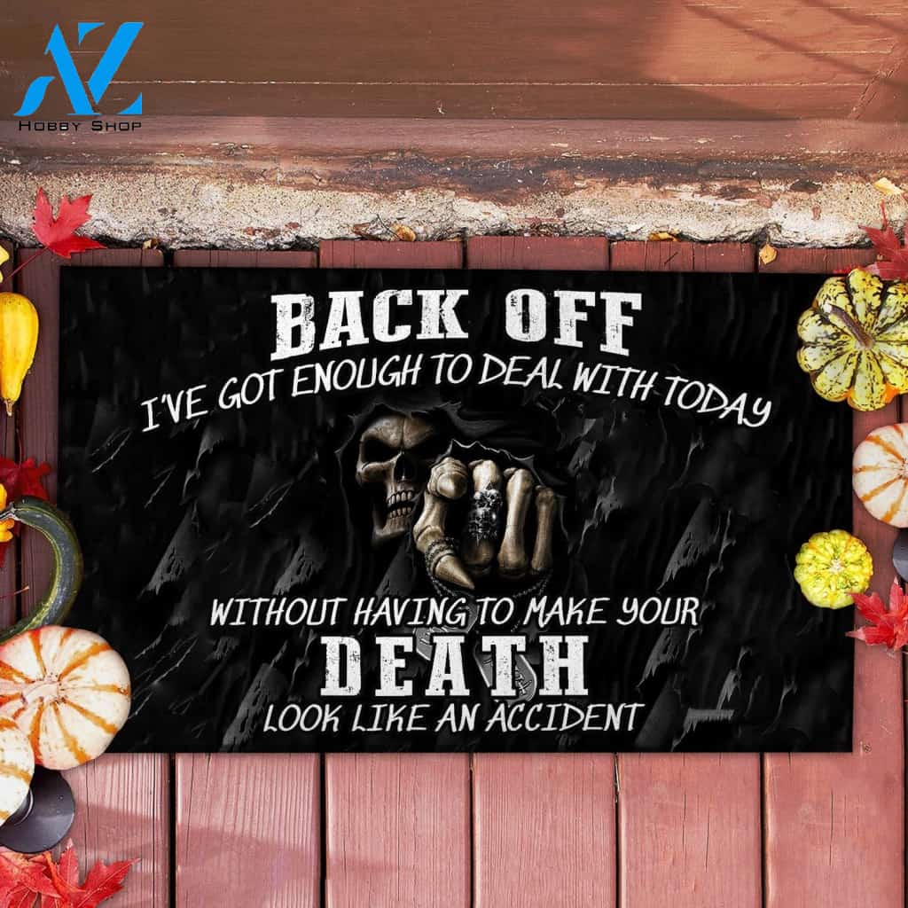 Halloween Back Off Skull I've Got Enough To Deal With Today Doormat Indoor And Outdoor Mat Entrance Rug Sweet Home Decor Housewarming Gift Gift For Friend Family Stem Feminist