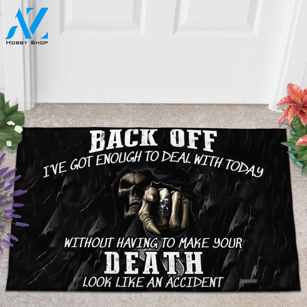 Halloween Back Off Skull I've Got Enough To Deal With Today Doormat Indoor And Outdoor Mat Entrance Rug Sweet Home Decor Housewarming Gift Gift For Friend Family Stem Feminist