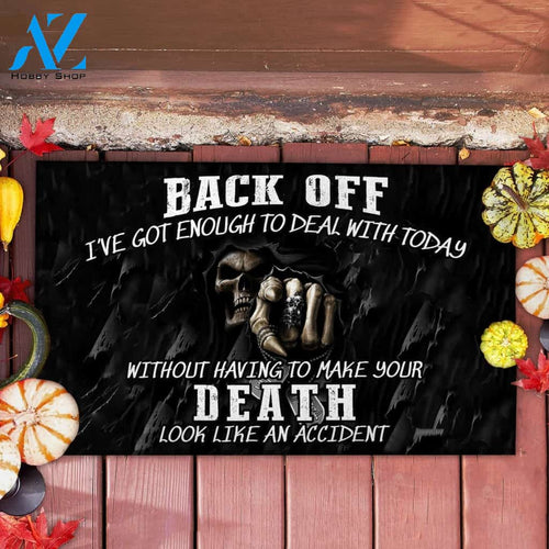 Halloween Back Off Skull I've Got Enough To Deal With Today Doormat Indoor And Outdoor Mat Entrance Rug Sweet Home Decor Housewarming Gift Gift For Friend Family Stem Feminist