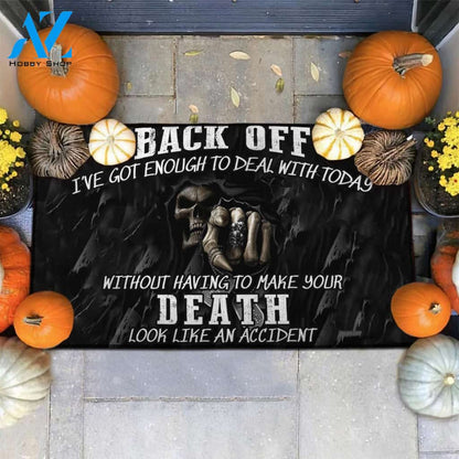 Halloween Back Off Skull I've Got Enough To Deal With Today Doormat Indoor And Outdoor Mat Entrance Rug Sweet Home Decor Housewarming Gift Gift For Friend Family Stem Feminist