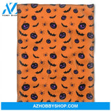 Halloween Bat And Spider Fleece Blanket Halloween Adult Blanket, Pumpkins Emotions Halloween,Trick or Treat Home Decor Bedding Couch Sofa Soft And Comfy Cozy