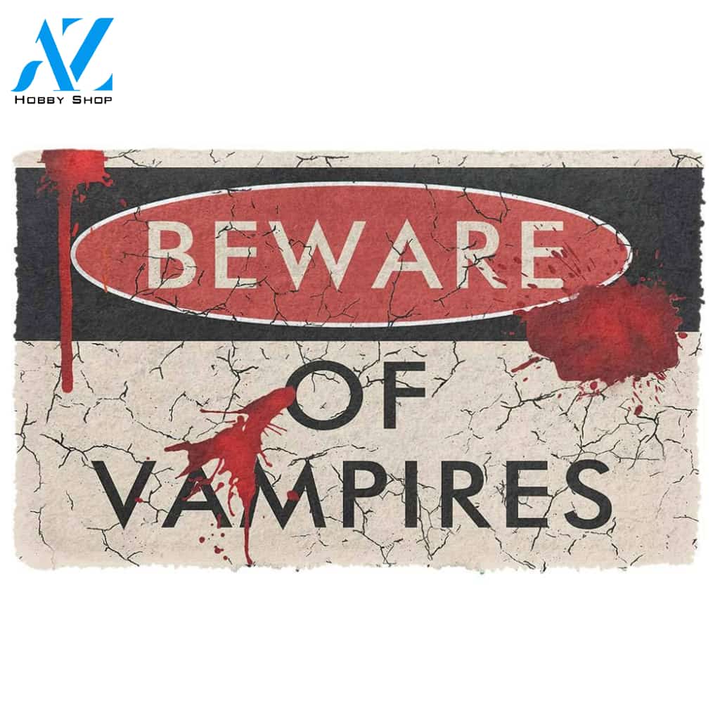 Halloween Beware Of Vampires Doormat Indoor And Outdoor Mat Entrance Rug Sweet Home Decor Housewarming Gift Gift For Friend Family Stem Feminist
