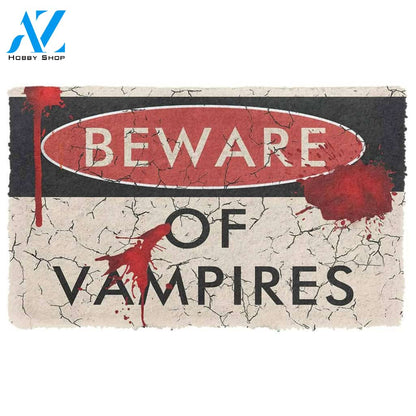 Halloween Beware Of Vampires Doormat Indoor And Outdoor Mat Entrance Rug Sweet Home Decor Housewarming Gift Gift For Friend Family Stem Feminist