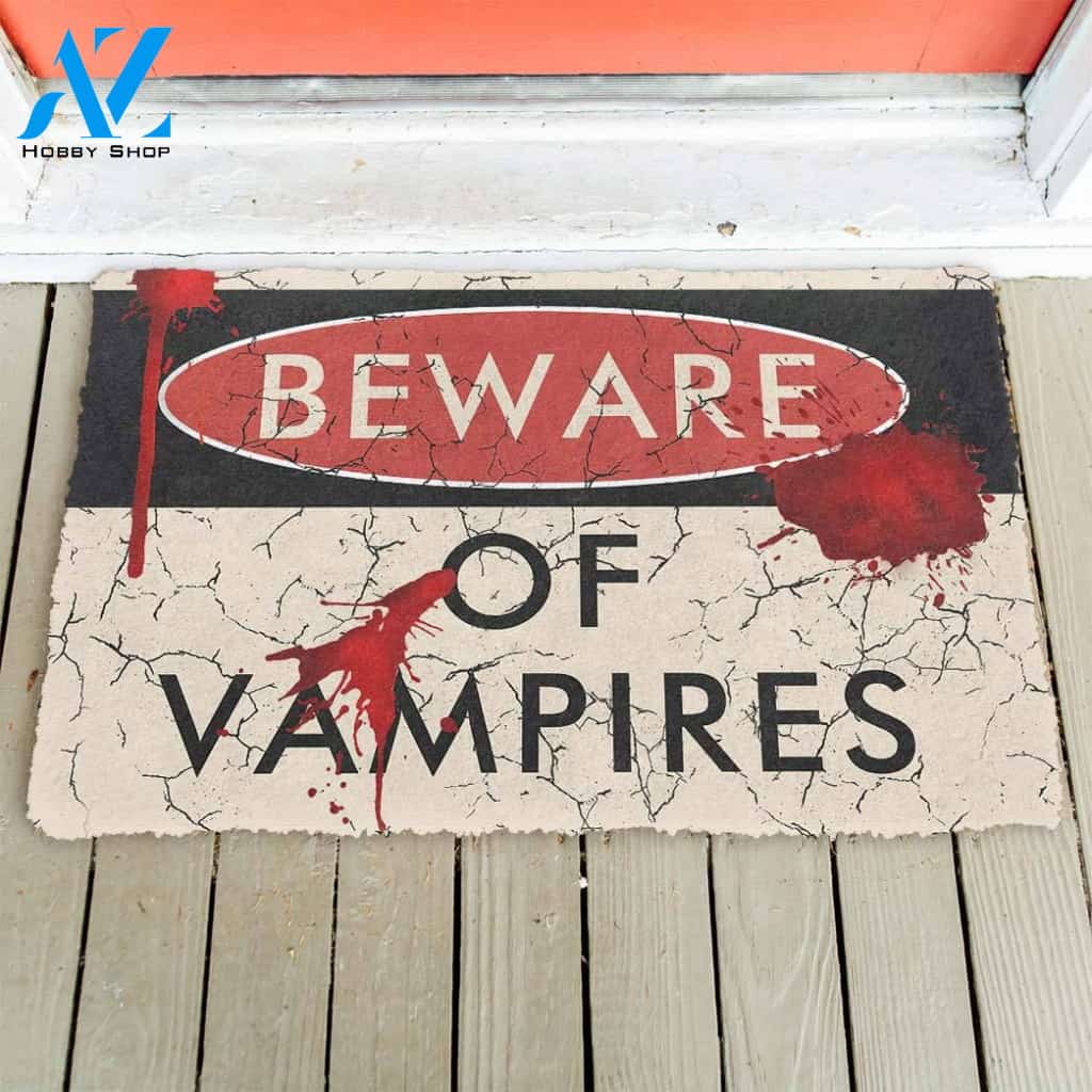 Halloween Beware Of Vampires Doormat Indoor And Outdoor Mat Entrance Rug Sweet Home Decor Housewarming Gift Gift For Friend Family Stem Feminist
