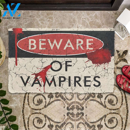 Halloween Beware Of Vampires Doormat Indoor And Outdoor Mat Entrance Rug Sweet Home Decor Housewarming Gift Gift For Friend Family Stem Feminist