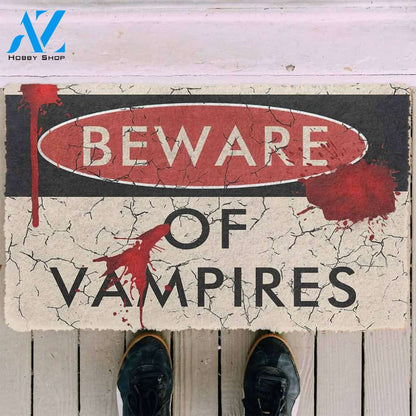 Halloween Beware Of Vampires Doormat Indoor And Outdoor Mat Entrance Rug Sweet Home Decor Housewarming Gift Gift For Friend Family Stem Feminist