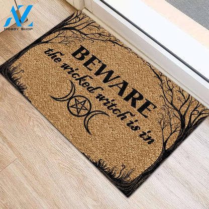 Halloween Beware The Witch Is In Doormat Indoor And Outdoor Mat Entrance Rug Sweet Home Decor Housewarming Gift Gift For Friend Family Stem Feminist